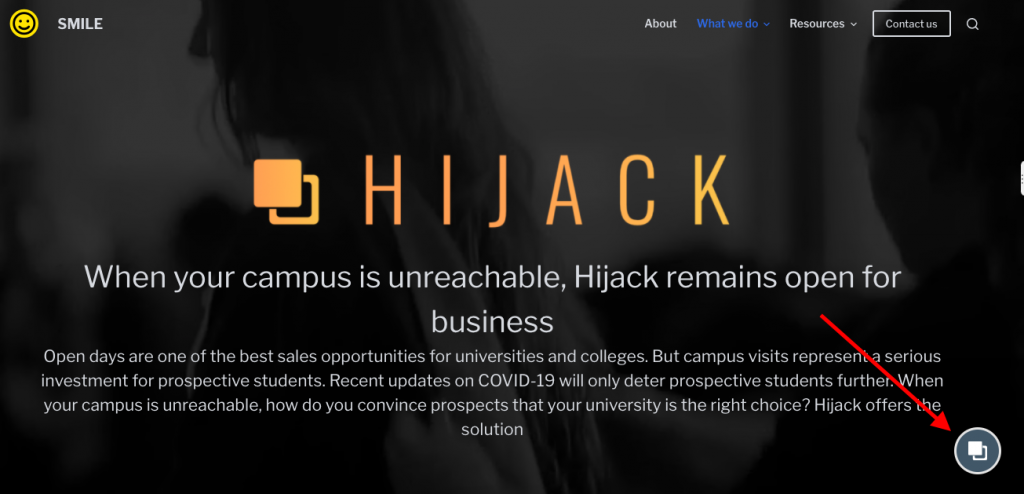 An arrow indicates the default Hijack icon